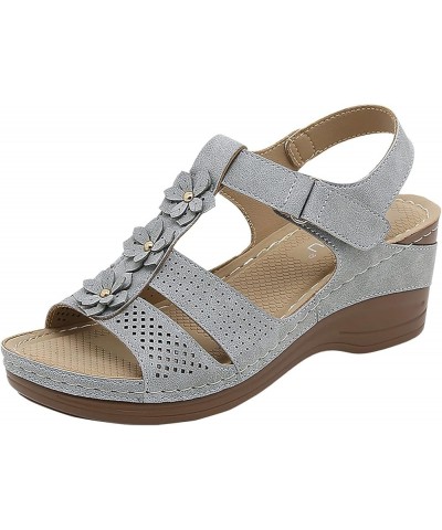 Summer Sandals for Women, Women's Platform Sandals Wedge Ankle Strap Open Toe Sandals Outdoor Hiking Casual Shoes Grey 7 $20....