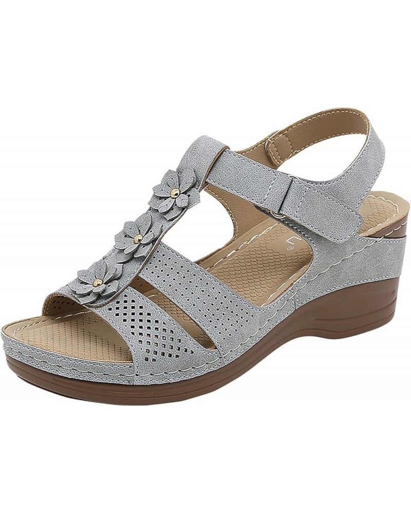 Summer Sandals for Women, Women's Platform Sandals Wedge Ankle Strap Open Toe Sandals Outdoor Hiking Casual Shoes Grey 7 $20....