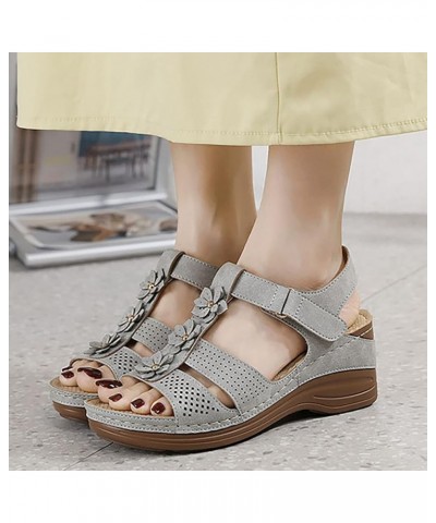 Summer Sandals for Women, Women's Platform Sandals Wedge Ankle Strap Open Toe Sandals Outdoor Hiking Casual Shoes Grey 7 $20....