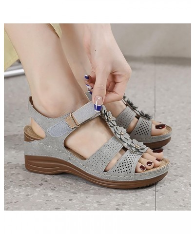 Summer Sandals for Women, Women's Platform Sandals Wedge Ankle Strap Open Toe Sandals Outdoor Hiking Casual Shoes Grey 7 $20....