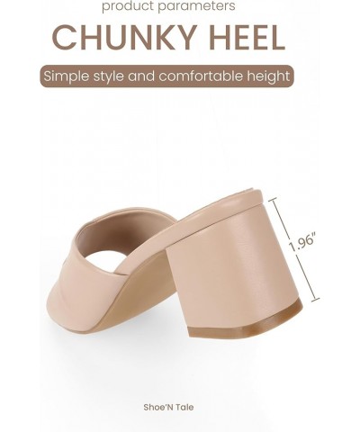 Chunky Heels for Women Square Open Toe Low Block Heeled Sandals Comfortable Slip On Mules Dressy Shoes Nude $24.35 Sandals