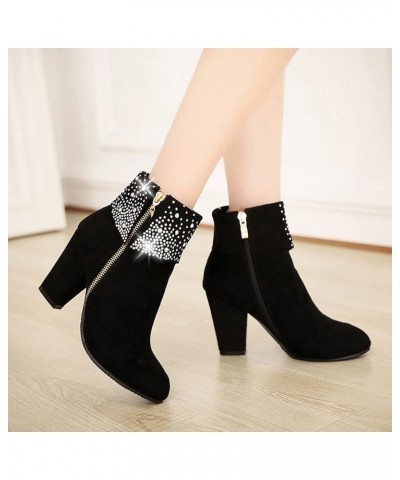 Women's Tie Knot Chelsea Pump Ankle Boots Closed Toe Stacked Heel Side Zipper Booties Black A1 $24.52 Boots