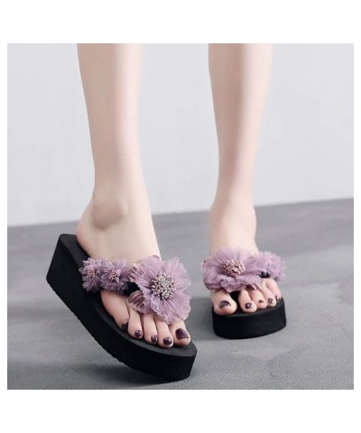 Flip Flop Women Dressy Indoor Sandals For Women Sandals Comfortable Black Slides For Women Dressy Flip Flops G-purple $19.37 ...