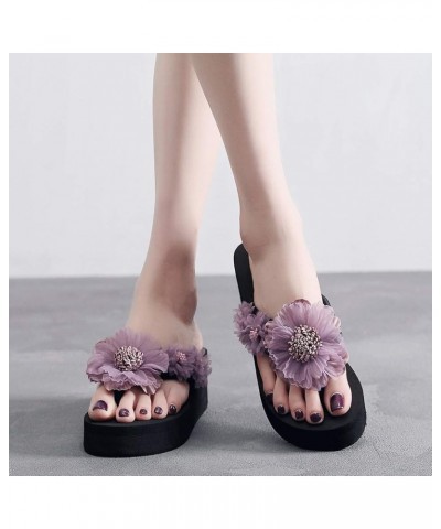 Flip Flop Women Dressy Indoor Sandals For Women Sandals Comfortable Black Slides For Women Dressy Flip Flops G-purple $19.37 ...