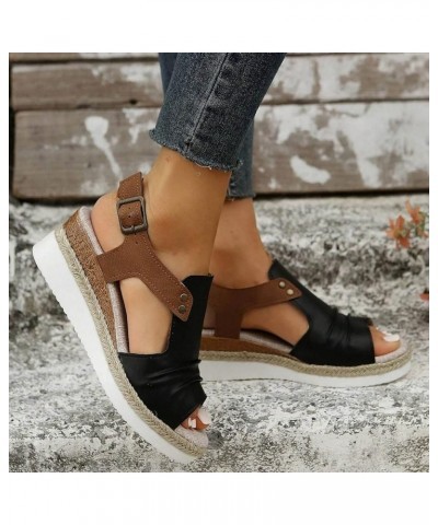 Sandals Women Dressy Retro Bohemian Gladiator Casual Shoes Flat Clip Toe Beach Sandals T-Strap Sandals Z02-black $10.45 Athle...