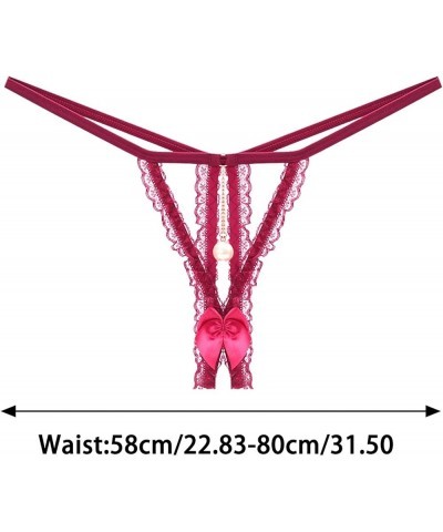 Women Transparent Sexy Hot Open File Low Rise Lace Pearl Hollow Thong Red - 2024 Independence Day $6.71 Slippers