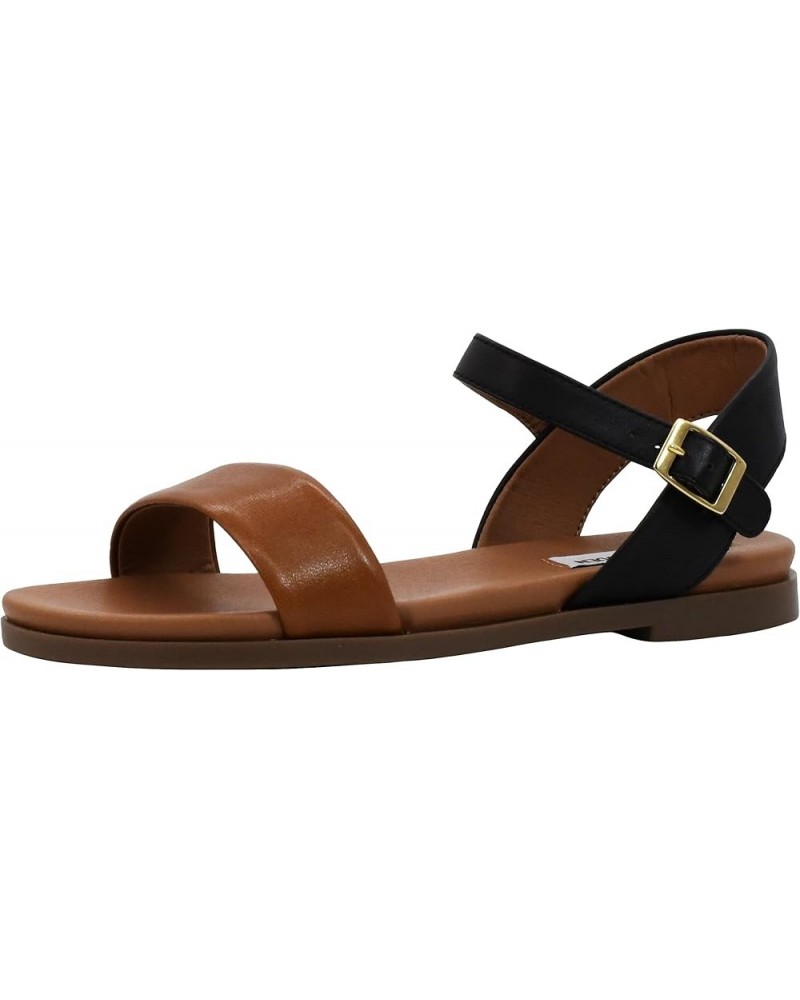 Women's Dina Flat Sandal Black/Tan $31.18 Sandals