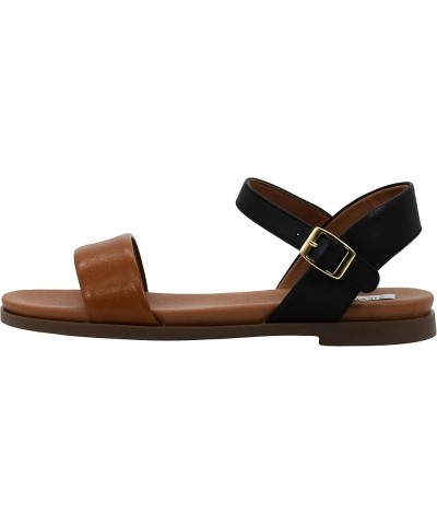 Women's Dina Flat Sandal Black/Tan $31.18 Sandals