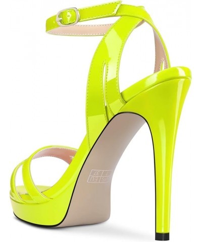 Women Stiletto High Platform Heel Peep Open Toe Sandals Ankle Strap Buckle Casual Cute Shoes Lime Green $37.81 Sandals