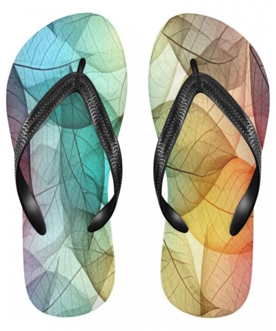 Flip Flop Sandals for Teen Men Women - Colorful Leaves Watercolor Shoes Waterproof Outdoor Summer Slippers 2-3 Women $8.50 Sa...