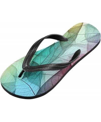 Flip Flop Sandals for Teen Men Women - Colorful Leaves Watercolor Shoes Waterproof Outdoor Summer Slippers 2-3 Women $8.50 Sa...