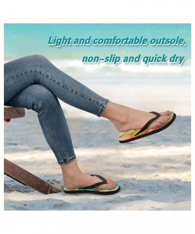 Flip Flop Sandals for Teen Men Women - Colorful Leaves Watercolor Shoes Waterproof Outdoor Summer Slippers 2-3 Women $8.50 Sa...