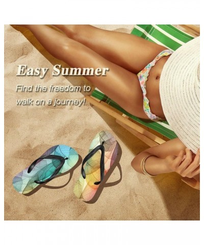 Flip Flop Sandals for Teen Men Women - Colorful Leaves Watercolor Shoes Waterproof Outdoor Summer Slippers 2-3 Women $8.50 Sa...