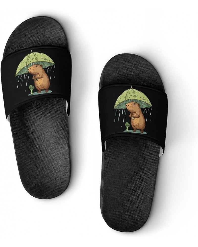 Cute Capybara Broccol Women's House Sandals Non Slide Bathroom Beach Slippers for Men 37 (235mm) $22.41 Sandals