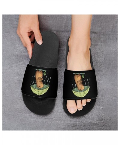 Cute Capybara Broccol Women's House Sandals Non Slide Bathroom Beach Slippers for Men 37 (235mm) $22.41 Sandals