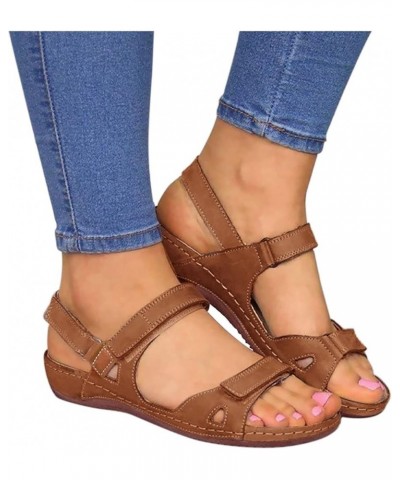 Women Arch Support Yoga Foam Flip Flops Peep Toe Sandals Crossbands Dressy Low Chunky Heel Shoes 75-lwvqg-brown3 $12.79 Fashi...