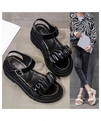 wedge sandals for women dressy, Fashion Womens Chunky Heels Breathable Lace Up Shoes Dressy Sandals Z 01-black $16.77 Pumps