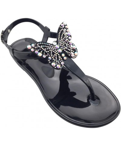 Fashion Casual Rhinestone Butterfly Thong Sandals: Ankle Strap Beach Sandals Comfy Breathable Flat Casual $12.03 Sandals