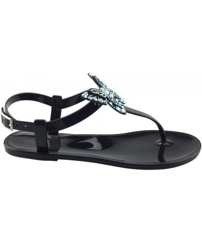 Fashion Casual Rhinestone Butterfly Thong Sandals: Ankle Strap Beach Sandals Comfy Breathable Flat Casual $12.03 Sandals