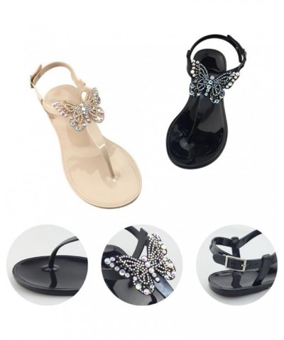 Fashion Casual Rhinestone Butterfly Thong Sandals: Ankle Strap Beach Sandals Comfy Breathable Flat Casual $12.03 Sandals