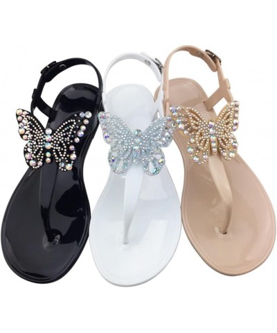 Fashion Casual Rhinestone Butterfly Thong Sandals: Ankle Strap Beach Sandals Comfy Breathable Flat Casual $12.03 Sandals