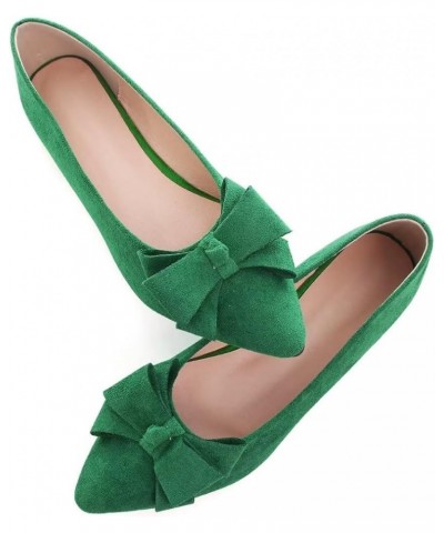 Women's Dress Flats Fashion Pointed Toe Bowknot Flat Shoes Soft Comfortable Cute Slip On Party Office Flats C Grass Green $10...