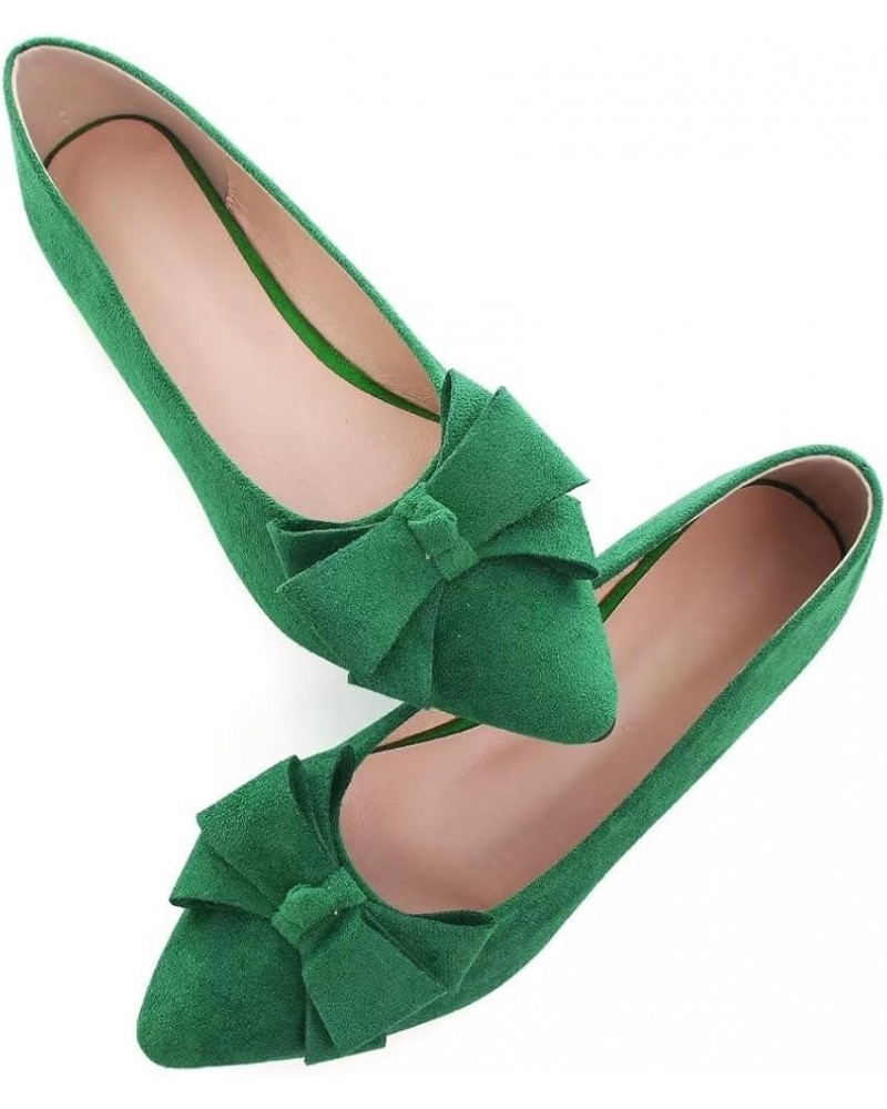 Women's Dress Flats Fashion Pointed Toe Bowknot Flat Shoes Soft Comfortable Cute Slip On Party Office Flats C Grass Green $10...