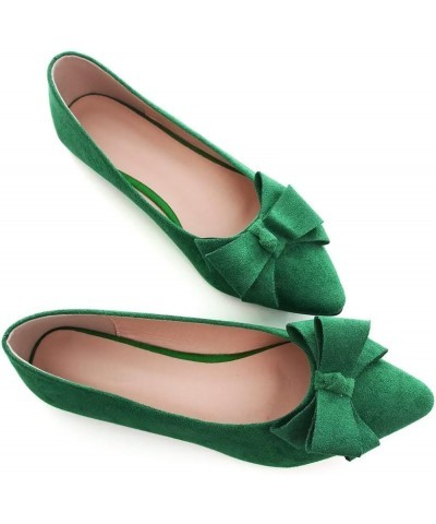 Women's Dress Flats Fashion Pointed Toe Bowknot Flat Shoes Soft Comfortable Cute Slip On Party Office Flats C Grass Green $10...