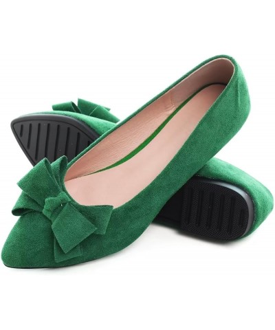 Women's Dress Flats Fashion Pointed Toe Bowknot Flat Shoes Soft Comfortable Cute Slip On Party Office Flats C Grass Green $10...