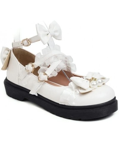 Women's Kawaii Ankle Strap Mary Jane Shoes, Gothic Platform Mary Janes, Cosplay Cute Goth Lolita Shoes with Bows White-5 $27....