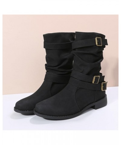 Womens Dress Bo_ots Low He_el Comfortable Combat bo_ots Mid-calf Military Winter bo_ot Motorcycle Biker Ankle bo_oties Black ...