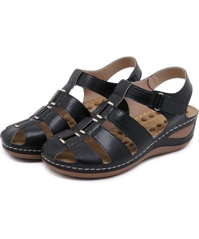 Women's Wedge Heel Flip Flops Multicolor Embroidered Sandals Slippers Z 05-black $13.32 Sandals