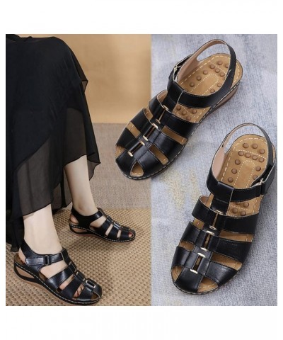 Women's Wedge Heel Flip Flops Multicolor Embroidered Sandals Slippers Z 05-black $13.32 Sandals