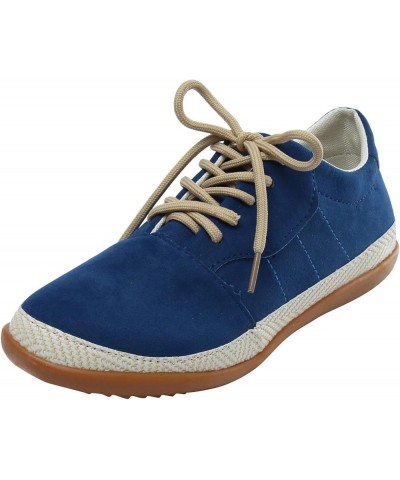 Womens Dress Casual Shoes Size 6 Lace Comfortable Up Toe Color Breathable Flat Shoes Casual Women Single Round Solid Blue $12...