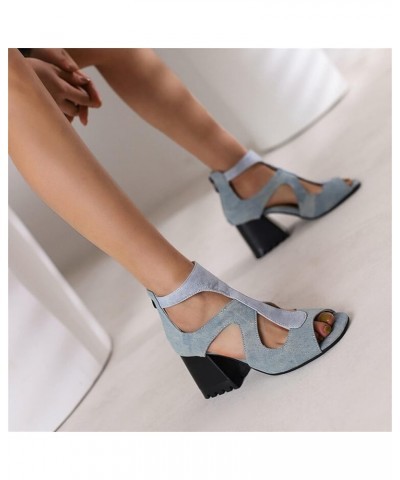 Women's Flat Platform Sandals Lace-Up Heels Pump Sandals Prom Dance Women's Cushion Higher Sandal Blue $14.43 Sandals