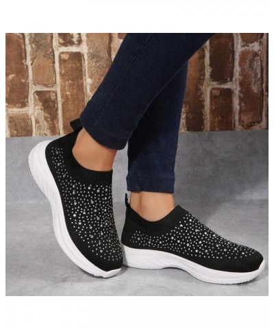 Slip On Sneakers for Women, Women Outdoor Mesh Mixed Color Sports Shoes Runing Breathable Shoes Sneakers Z 02-black $14.61 At...