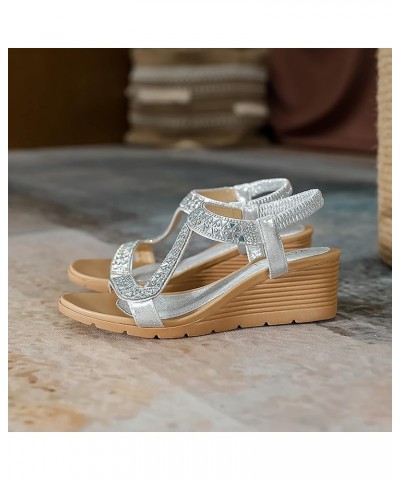 Platformas Sandals Women, Women's Platform Sandals Wedge Ankle Strap Open Toe Sandals Z 01-silver $11.37 Sandals