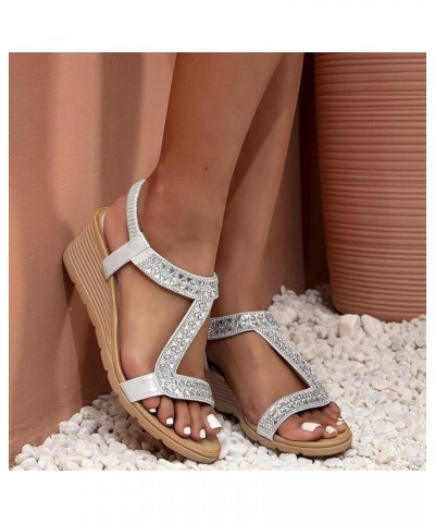 Platformas Sandals Women, Women's Platform Sandals Wedge Ankle Strap Open Toe Sandals Z 01-silver $11.37 Sandals