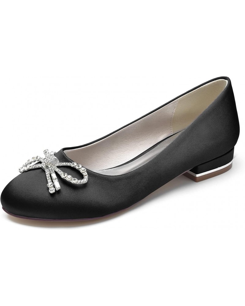 Womens Rhinestones Wedding flats Comfort Shoes Round Toe Slip On Knot Pumps Black US 6 Black US 9 $31.30 Flats