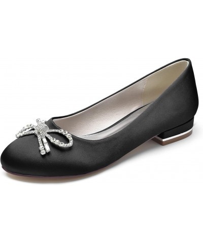 Womens Rhinestones Wedding flats Comfort Shoes Round Toe Slip On Knot Pumps Black US 6 Black US 9 $31.30 Flats