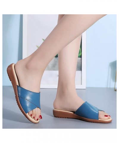 Wedge Sandals for Women, Women Stretch Cross Slide Sandals Summer Beach Wedge Platform Slippers Shoes Z 01-blue $16.01 Slippers