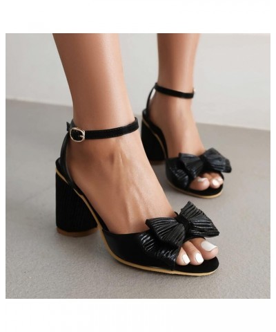 clear pumps sparkly bow heels clear block heels sparkle heels for women low block heels for women Z 14-black $20.20 Sandals