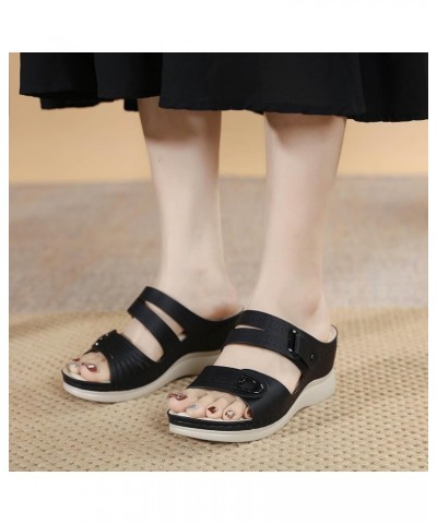 Sandals Women Strappy Lace Up Low Block Chunky Heels Wedges Sandal Flip-Flop Open Toe Prom Sandals 97-ixpyn-d-black $17.12 Fa...