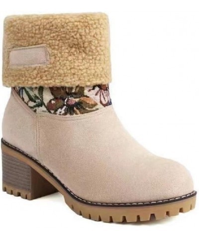 Women's B-oots Beautiful Flower Pattern Design Anti-Slip Warm Winter S hoes (1Black,8.5) Beige 10.5 $29.69 Slippers