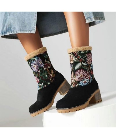 Women's B-oots Beautiful Flower Pattern Design Anti-Slip Warm Winter S hoes (1Black,8.5) Beige 10.5 $29.69 Slippers