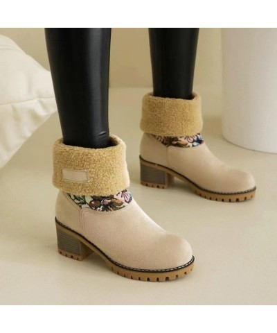 Women's B-oots Beautiful Flower Pattern Design Anti-Slip Warm Winter S hoes (1Black,8.5) Beige 10.5 $29.69 Slippers