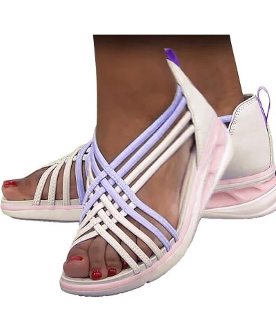 Wedges for Women Ankle Buckle Chunky Block Heels Wedge Sandals Flats Open Toe Thong T-Strap Shoes 81-ixpyn-i-purple $15.30 Sl...