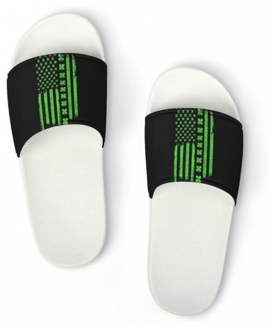 USA Clover Flag Home Slippers PVC Open Toe Shower Slippers Fashion Sandals for Men Women 39 (245mm) White-style $25.22 Slippers