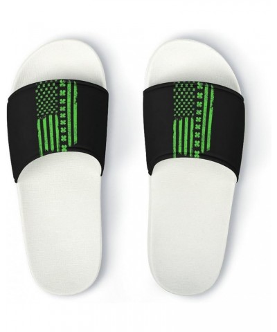 USA Clover Flag Home Slippers PVC Open Toe Shower Slippers Fashion Sandals for Men Women 39 (245mm) White-style $25.22 Slippers