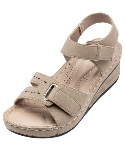 Summer Sandals for Women 2024, Platform Sandals Women Dressy Comfortable Open Toe Wedge Sandals with Buckle Strap Khaki $14.9...